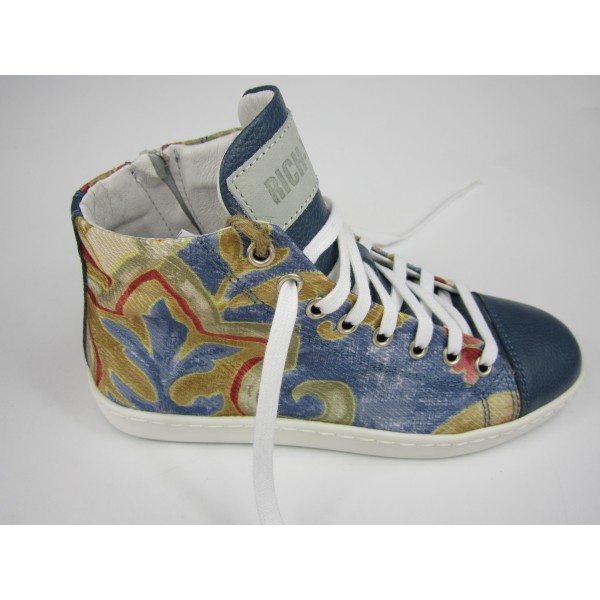 Deluxe handmade sneakers blue leather colored design